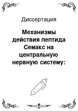 Диссертация: Механизмы действия пептида Семакс на центральную нервную систему: роль нейротрофинов