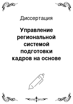 Диссертация: Управление региональной системой подготовки кадров на основе социального партнерства