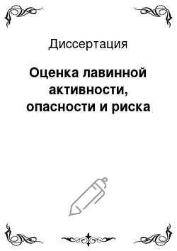 Диссертация: Оценка лавинной активности, опасности и риска