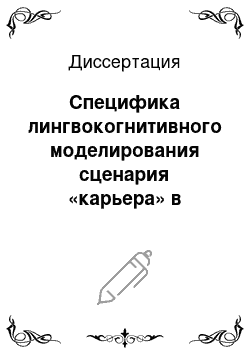 Диссертация: Специфика лингвокогнитивного моделирования сценария «карьера» в русском языке