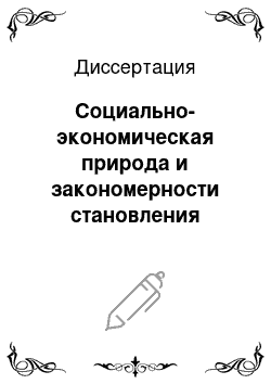 Диссертация: Социально-экономическая природа и закономерности становления бесприбыльных организаций в современной экономической системе