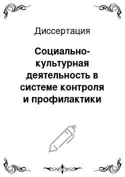 Диссертация: Социально-культурная деятельность в системе контроля и профилактики девиаций в подростково-молодежной среде