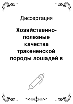 Диссертация: Хозяйственно-полезные качества тракененской породы лошадей в России