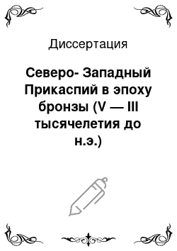 Диссертация: Северо-Западный Прикаспий в эпоху бронзы (V — III тысячелетия до н.э.)