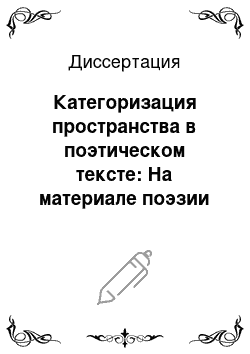 Диссертация: Категоризация пространства в поэтическом тексте: На материале поэзии И. Анненского