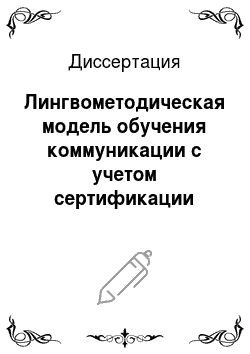 Диссертация: Лингвометодическая модель обучения коммуникации с учетом сертификации уровней владения русским языком как иностранным