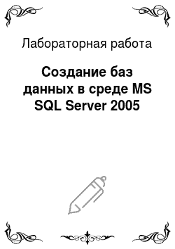 Лабораторная работа: Создание баз данных в среде MS SQL Server 2005