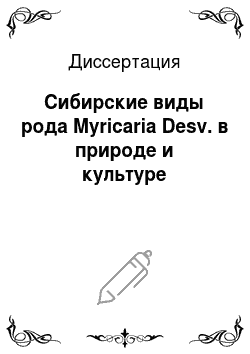 Диссертация: Сибирские виды рода Myricaria Desv. в природе и культуре
