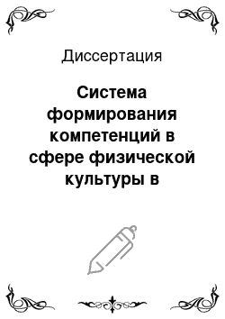 Диссертация: Система формирования компетенций в сфере физической культуры в процессе обучения студентов в вузе