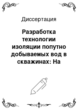 Диссертация: Разработка технологии изоляции попутно добываемых вод в скважинах: На примере Тевлинско-Русскинского месторождения