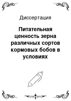 Диссертация: Питательная ценность зерна различных сортов кормовых бобов в условиях Нечерноземной зоны и их использование в кормлении цыплят-бройлеров