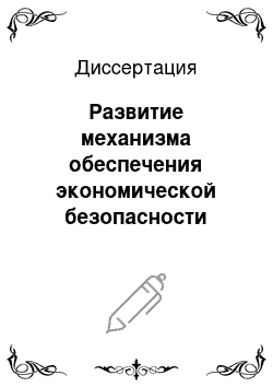 Диссертация: Развитие механизма обеспечения экономической безопасности аэрокосмических проектов