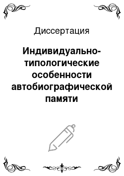 Диссертация: Индивидуально-типологические особенности автобиографической памяти