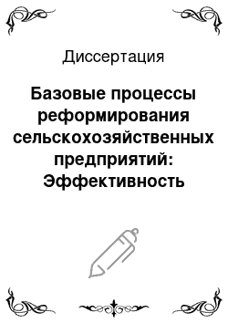 Диссертация: Базовые процессы реформирования сельскохозяйственных предприятий: Эффективность реализации и пути развития