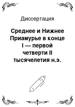 Диссертация: Среднее и Нижнее Приамурье в конце I — первой четверти II тысячелетия н.э. (чжурчжэньская эпоха)