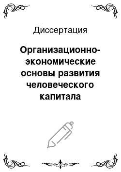 Диссертация: Организационно-экономические основы развития человеческого капитала