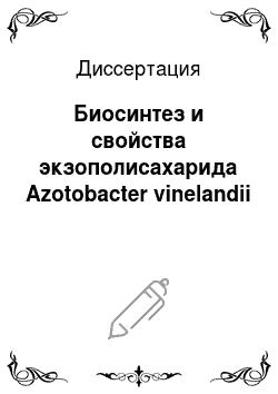 Диссертация: Биосинтез и свойства экзополисахарида Azotobacter vinelandii
