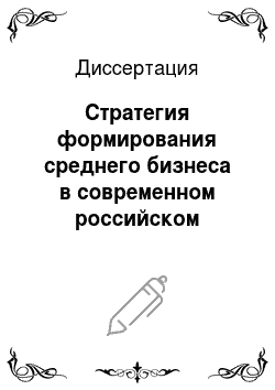 Диссертация: Стратегия формирования среднего бизнеса в современном российском обществе: Региональный аспект