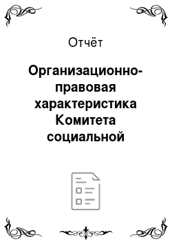 Отчёт: Организационно-правовая характеристика Комитета социальной защиты населения Администрации Кировского муниципального района