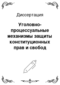 Диссертация: Уголовно-процессуальные механизмы защиты конституционных прав и свобод человека и гражданина по Российскому законодательству