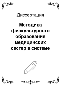 Диссертация: Методика физкультурного образования медицинских сестер в системе повышения квалификации