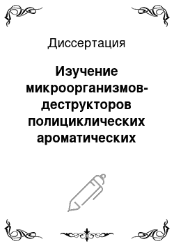 Диссертация: Изучение микроорганизмов-деструкторов полициклических ароматических углеводородов и их использование в технологии биоремедиации загрязненных почв