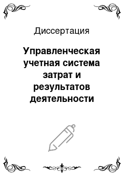 Диссертация: Управленческая учетная система затрат и результатов деятельности промышленного предприятия