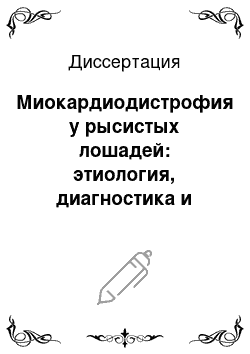 Диссертация: Миокардиодистрофия у рысистых лошадей: этиология, диагностика и лечение