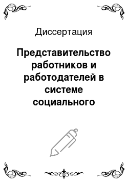 Диссертация: Представительство работников и работодателей в системе социального партнерства Российской Федерации