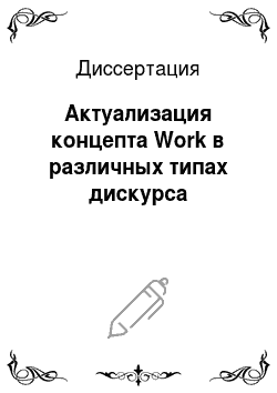 Диссертация: Актуализация концепта Work в различных типах дискурса