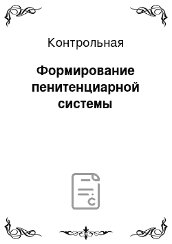 Контрольная: Формирование пенитенциарной системы