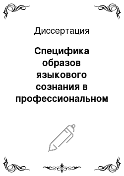 Диссертация: Специфика образов языкового сознания в профессиональном общении: на примере русского языка и американского варианта английского языка