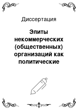 Диссертация: Элиты некоммерческих (общественных) организаций как политические акторы институализации российского гражданского общества