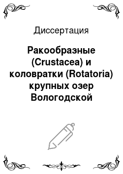 Диссертация: Ракообразные (Crustacea) и коловратки (Rotatoria) крупных озер Вологодской области