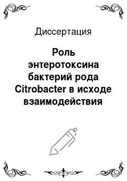 Диссертация: Роль энтеротоксина бактерий рода Citrobacter в исходе взаимодействия патоген — хозяин