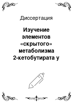 Диссертация: Изучение элементов «скрытого» метаболизма 2-кетобутирата у Escherichia coli на примере штаммов-продуцентов аминокислот