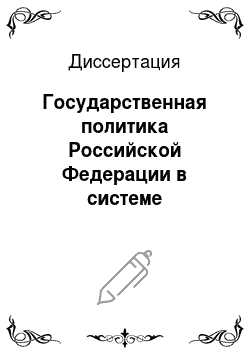 Диссертация: Государственная политика Российской Федерации в системе социального обслуживания семьи и детей