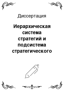 Диссертация: Иерархическая система стратегий и подсистема стратегического управления предприятием