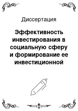 Диссертация: Эффективность инвестирования в социальную сферу и формирование ее инвестиционной привлекательности