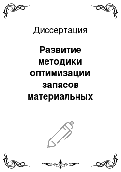 Диссертация: Развитие методики оптимизации запасов материальных ресурсов: на примере промышленных предприятий