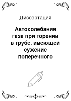 Диссертация: Автоколебания газа при горении в трубе, имеющей сужение поперечного сечения на выходе