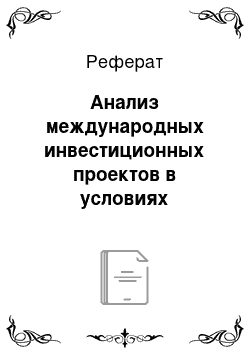 Реферат: Анализ международных инвестиционных проектов в условиях неопределенности