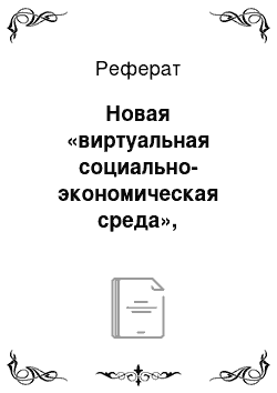 Реферат: Новая «виртуальная социально-экономическая среда», «киберуязвимость»