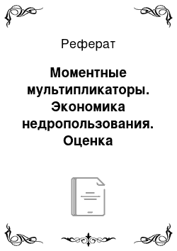 Реферат: Моментные мультипликаторы. Экономика недропользования. Оценка эффективности инвестиций