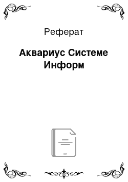 Реферат: Аквариус Системе Информ