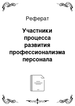 Реферат: Участники процесса развития профессионализма персонала