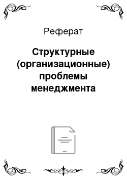 Реферат: Структурные (организационные) проблемы менеджмента