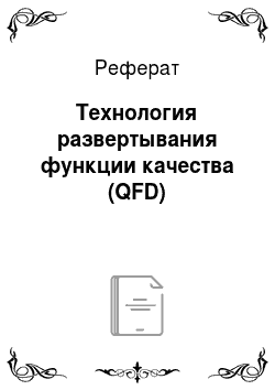 Реферат: Технология развертывания функции качества (QFD)