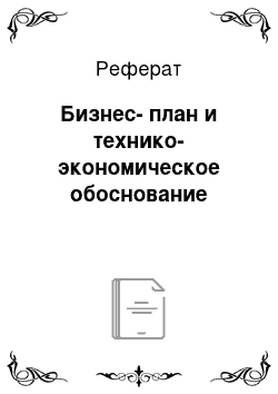 Реферат: Бизнес-план и технико-экономическое обоснование