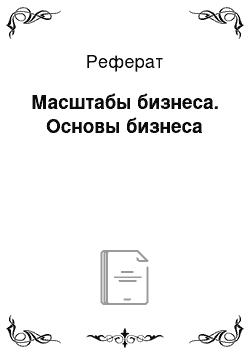 Реферат: Масштабы бизнеса. Основы бизнеса